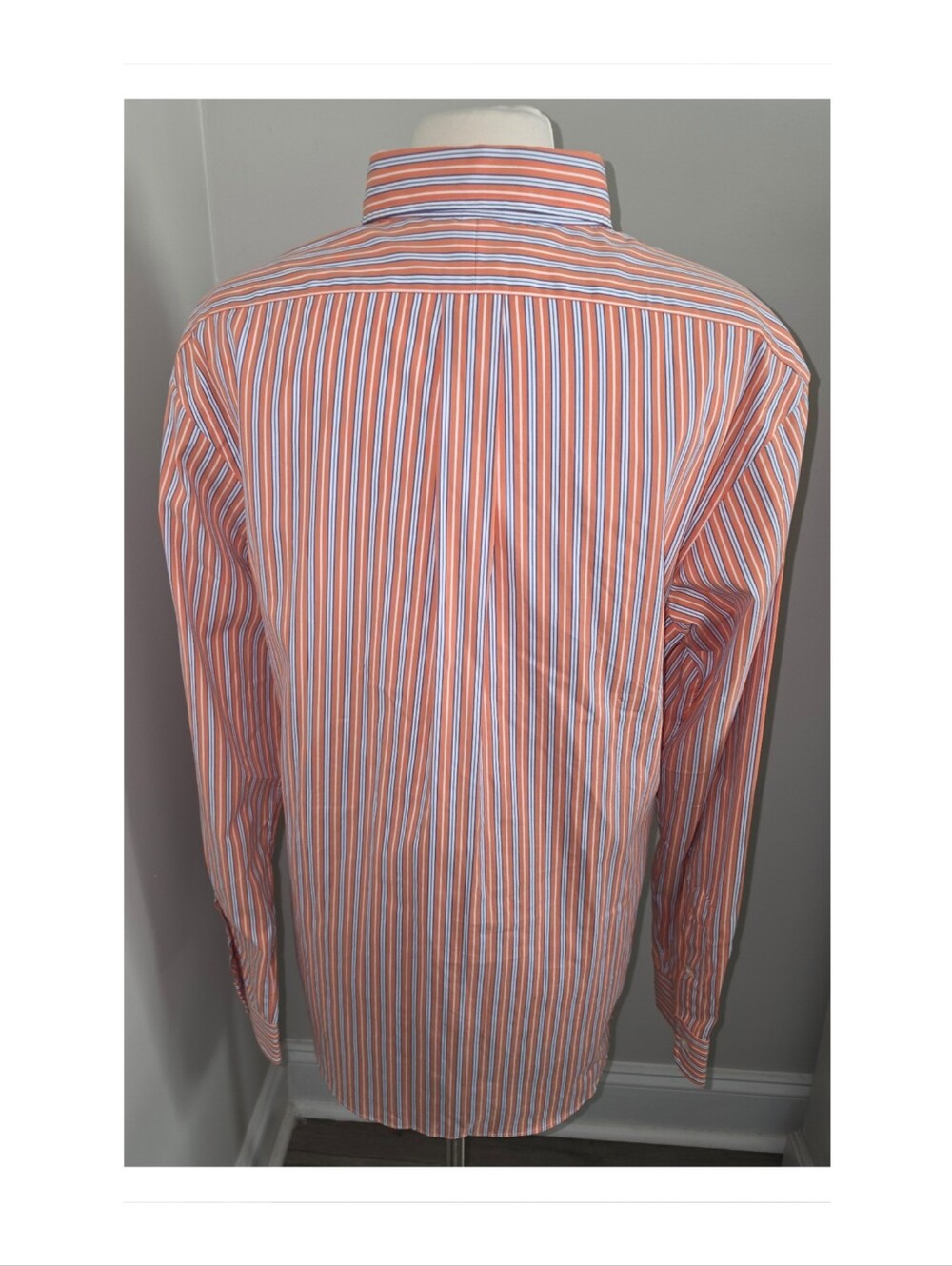 Polo Ralph Lauren Men’s Custom Fit Button Down Shirt Orange Blue Stripe Large - Picture 3 of 7